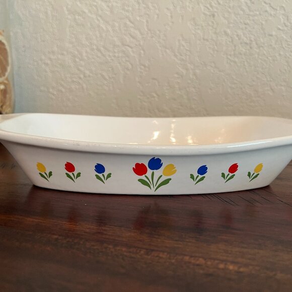 Vintage Tulip Tyme Casserole Dish Stoneware Collection Japan Cottagecore 1980s - Picture 1 of 12